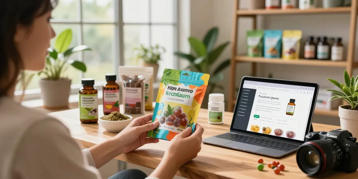 Discover high-quality kratom gummies in a bright, inviting shop setting with natural light.