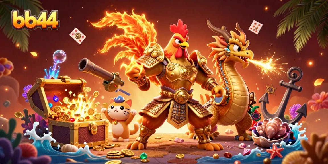 Experience the thrilling adventures at bb44, featuring dynamic characters in a vibrant casino setting.