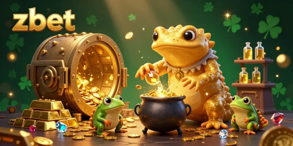 Experience the excitement of zbet with a golden salamander alchemist transforming metals into gold coins in a lavish scene.