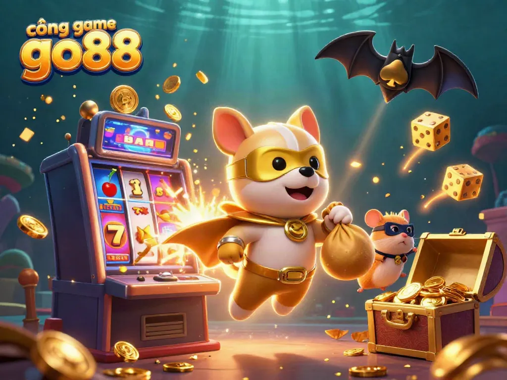Spin the reels at cổng game go88 with a heroic dog and hamster revealing exciting wins!
