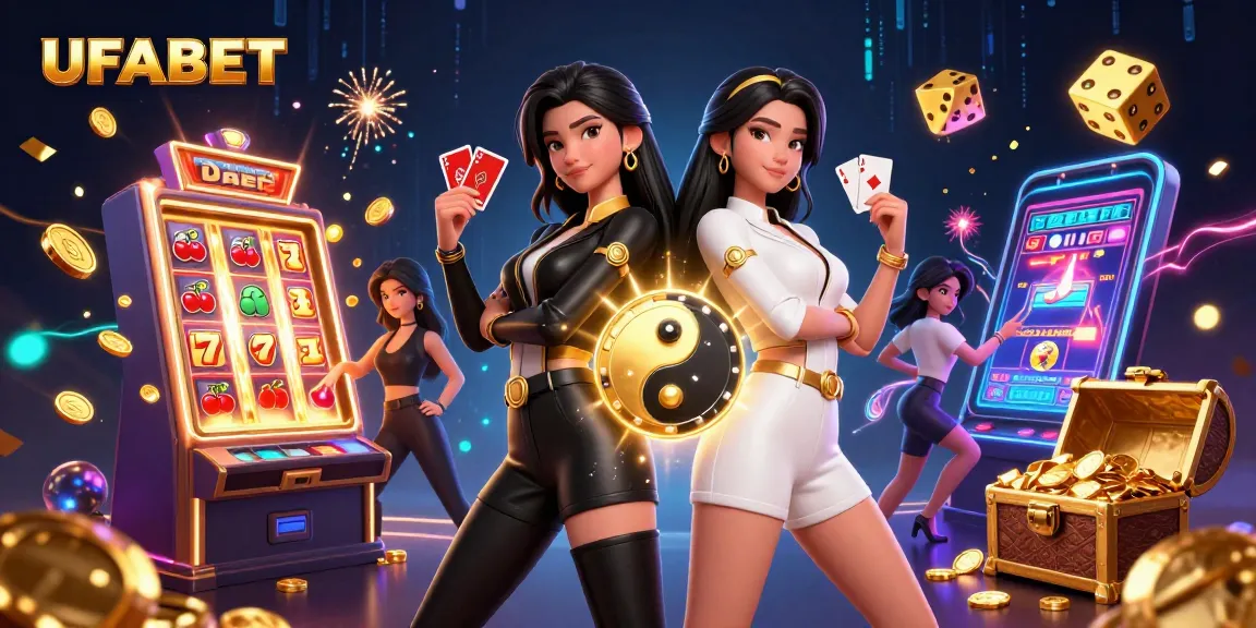 Engage with UFABET through this dynamic 3D illustration featuring Asian women with casino elements.