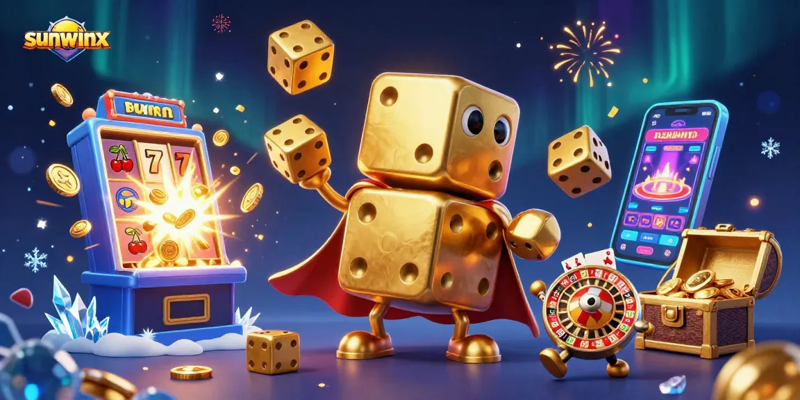 Experience thrilling gameplay with sunwinx and vibrant casino elements in this dynamic 3D illustration.